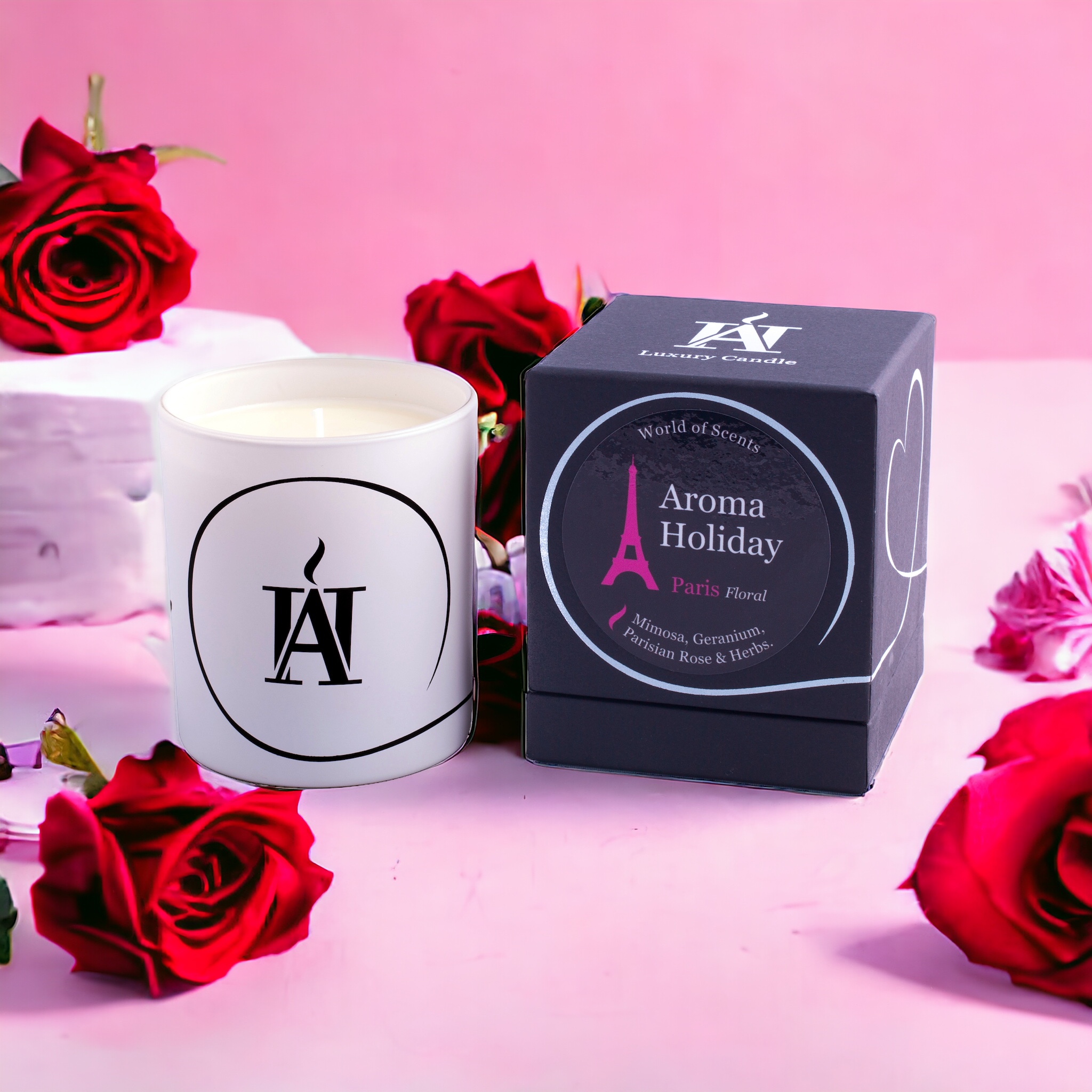 Soy Scented Glass Candle Paris France by AromaHoliday Home Fragrance gifts