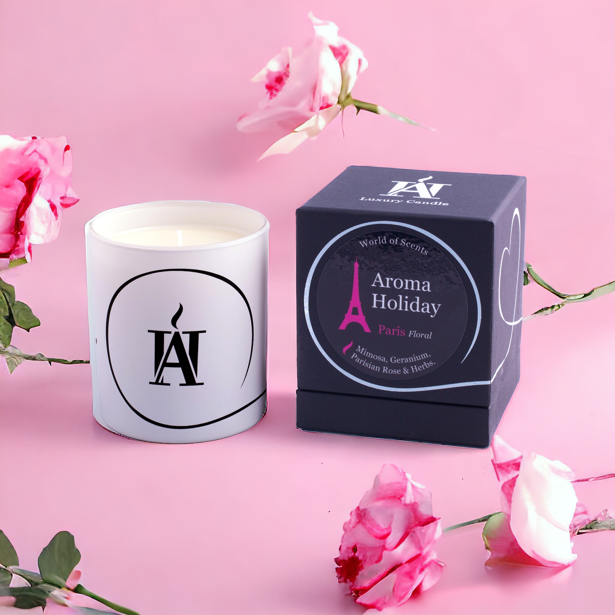 Single Wick Candle Paris France Rose