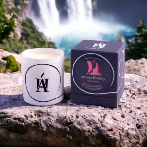 Travel-inspired scented candles AromaHoliday World of Scents Oslo Norway scented glass soy candle by AromaHoliday