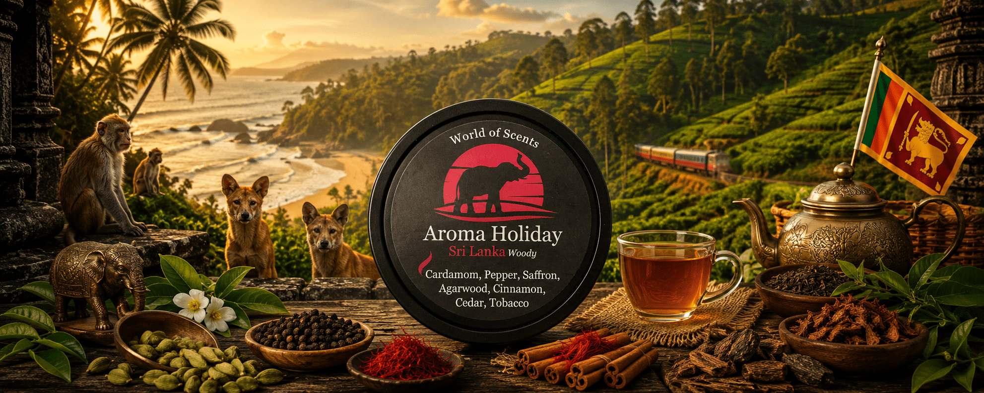 Sri Lanka South Asia Travel Luxury Home Fragrance soy candle, Reed diffuser, wax melt gifts by AromaHoliday UK