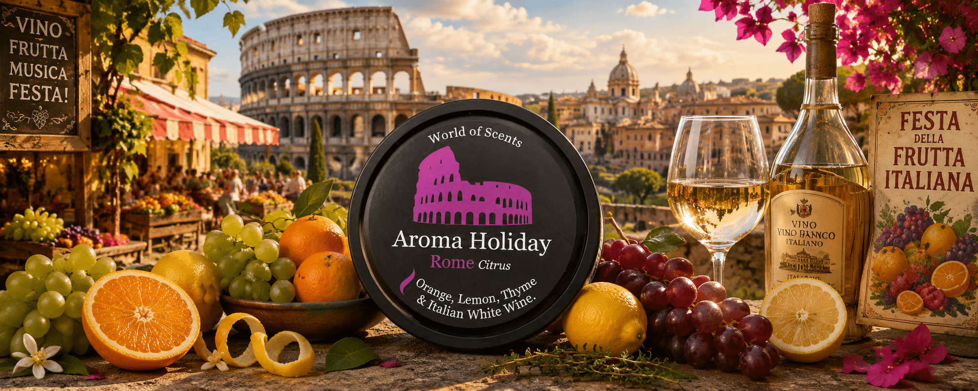 Rome Italy Citrus Travel Luxury Home Fragrance soy candle, Reed diffuser, wax melt gifts by AromaHoliday UK