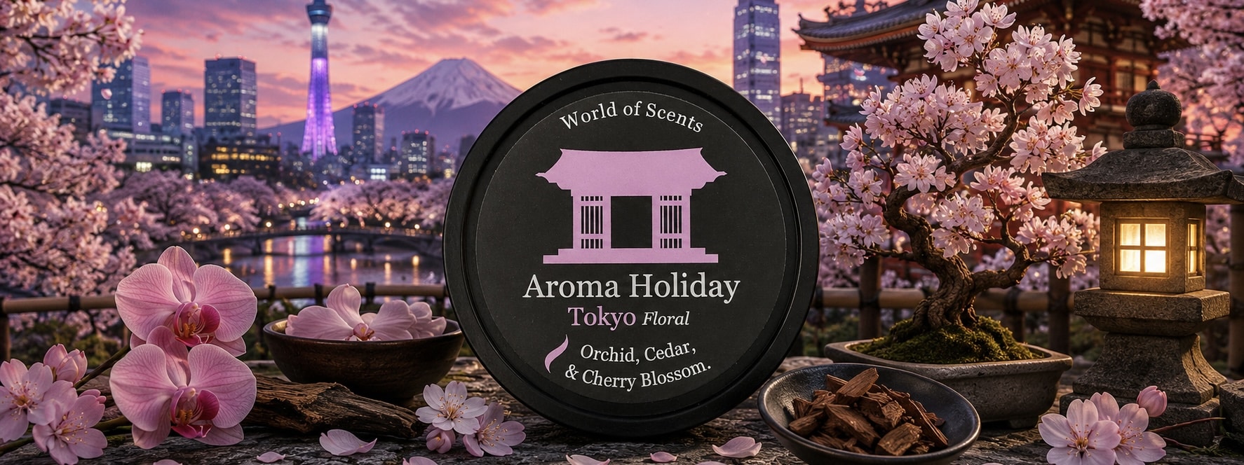 Tokyo Japan Floral Travel Luxury Home Fragrance soy candle, Reed diffuser, wax melt gifts by AromaHoliday UK