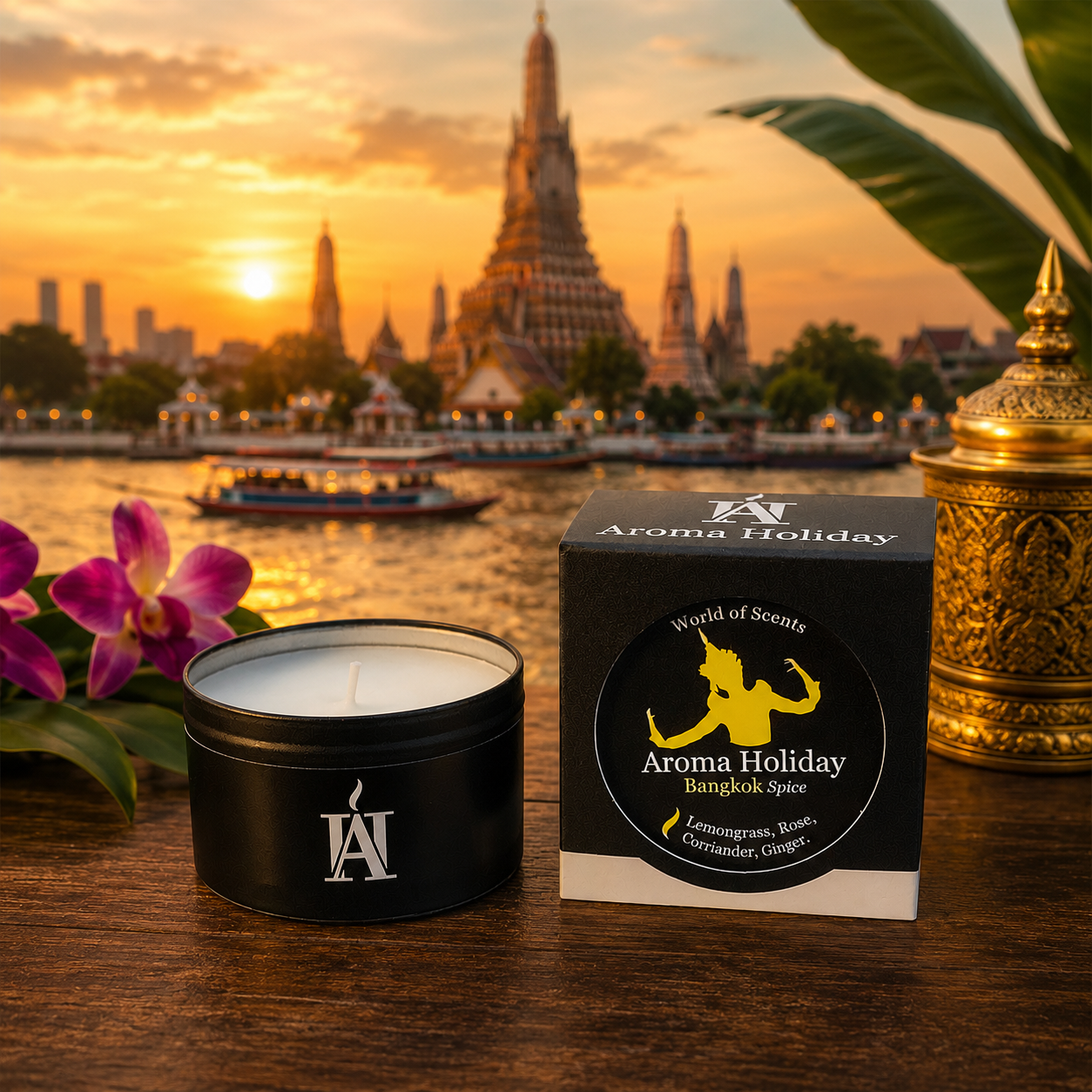 Luxury Bangkok scented candle inspired by Thai spas, lemongrass and exotic holidays