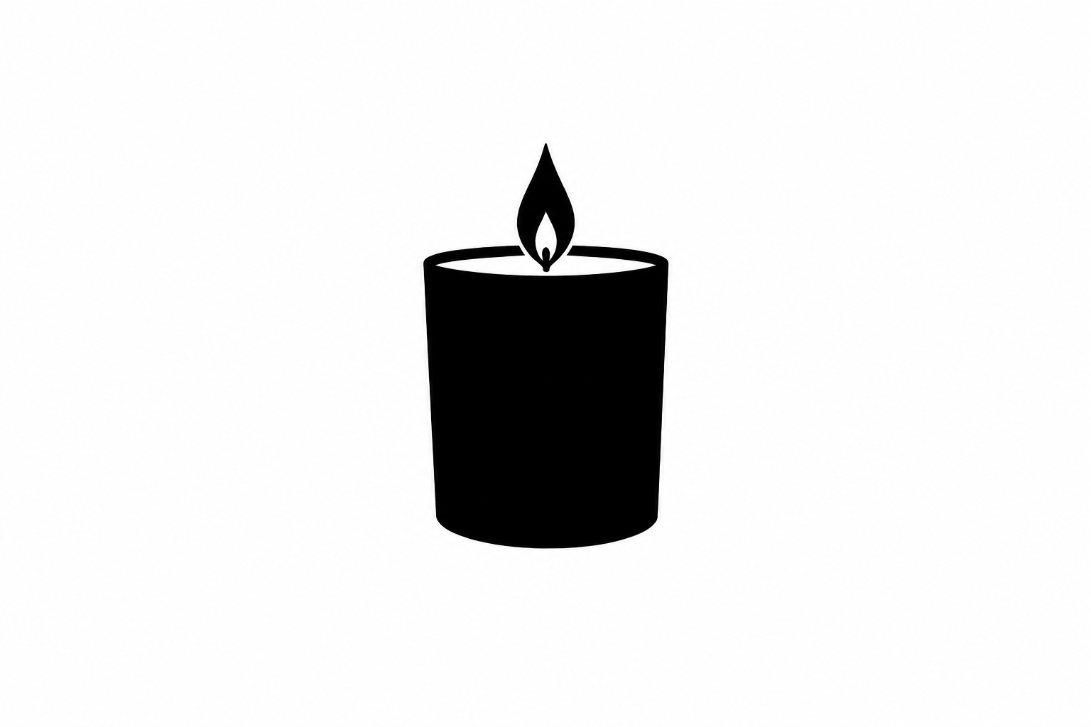 Black silhouette of a lit AromaHoliday scented candle