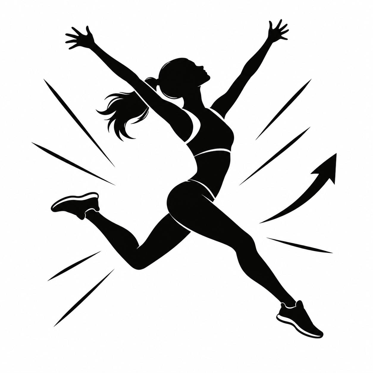 Energetic fragrances silhouette showing an active person leaping with energy