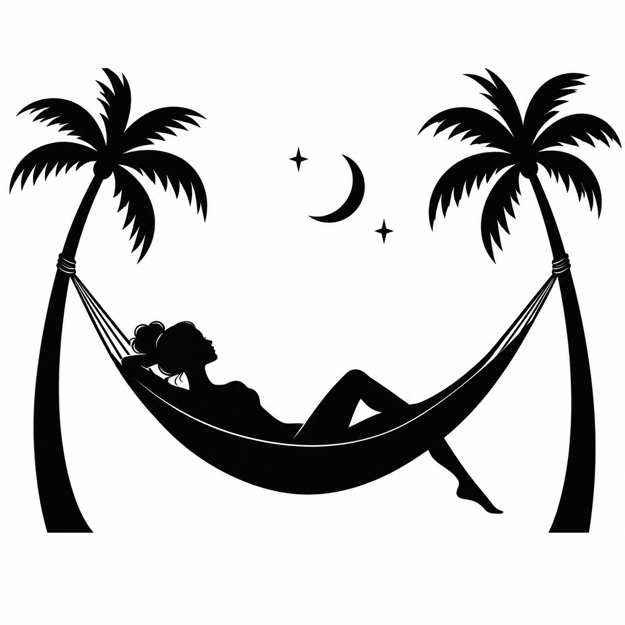 Relaxing fragrances silhouette showing a person resting peacefully in a hammock