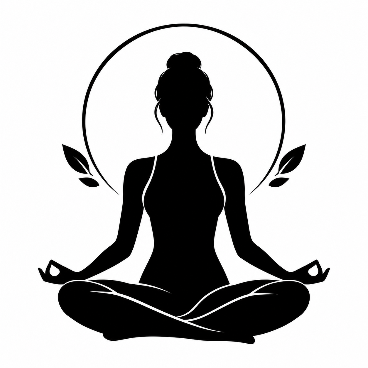 Wellness and spa fragrances silhouette showing a person meditating calmly